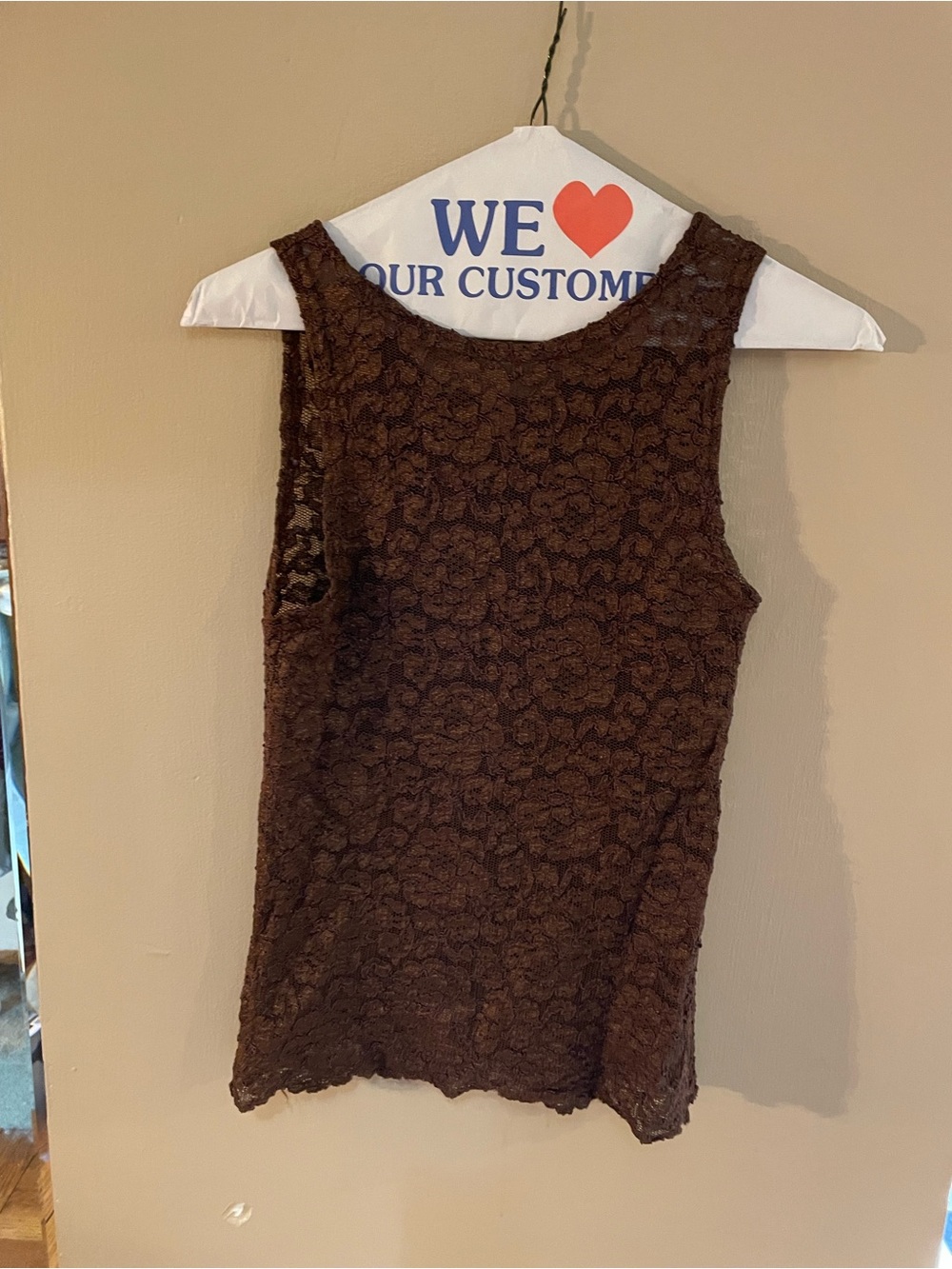 Brown Lace Sleeveless unlined top